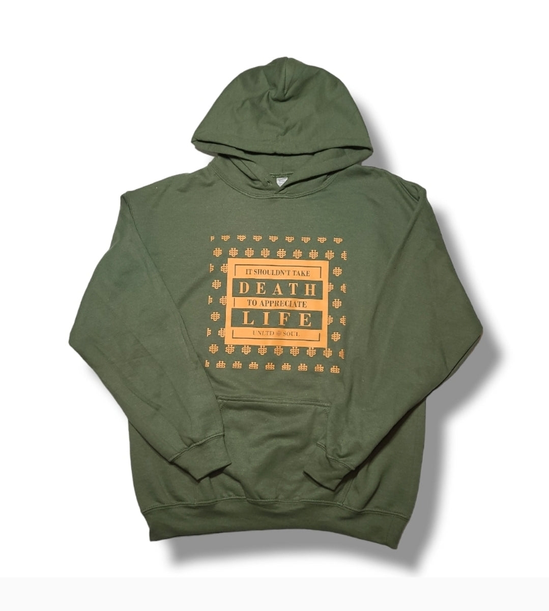 LIFE & DEATH HOODIE - FOREST GREEN/ORANGE