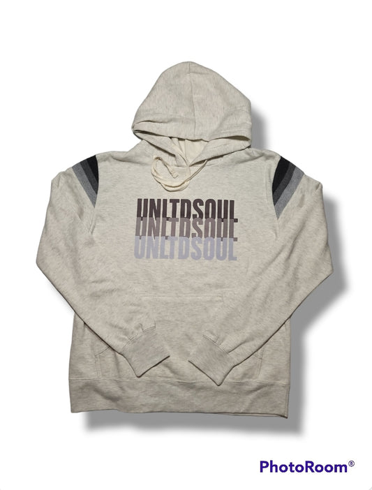 TRIPLE LOGO HOODIE - CREAM/GREY