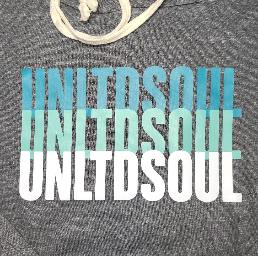 TRIPLE LOGO HOODIE - DK GREY/TEAL