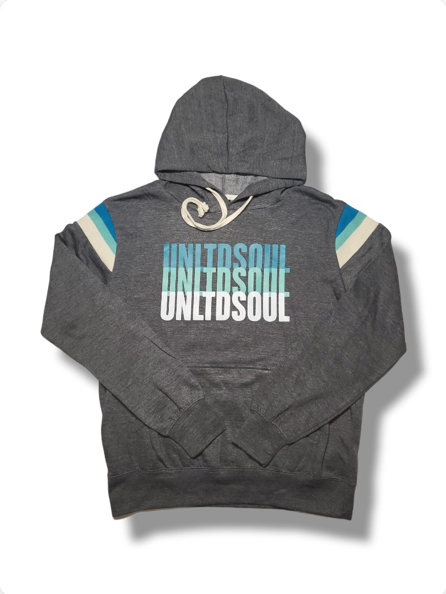 TRIPLE LOGO HOODIE - DK GREY/TEAL